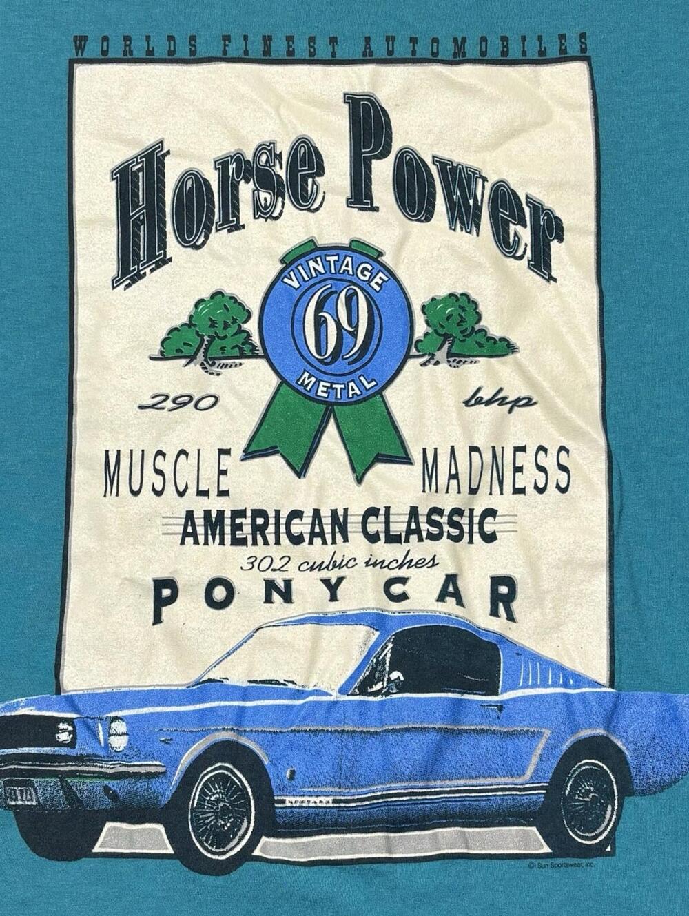 Vintage 1990s 69 Ford Mustang Muscle Cars T-Shirt Mens Medium XL Single Stitch